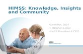 HIMSS: Knowledge, Insights and Community November, 2014 H. Stephen Lieber HIMSS President & CEO.