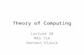 Theory of Computing Lecture 20 MAS 714 Hartmut Klauck.