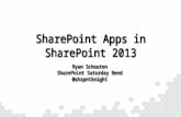 SharePoint Apps in SharePoint 2013 Ryan Schouten SharePoint Saturday Bend @shrpntknight Ryan Schouten SharePoint Saturday Bend @shrpntknight.