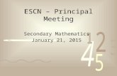 ESCN – Principal Meeting Secondary Mathematics January 21, 2015.