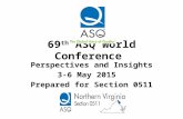 69 th ASQ World Conference Perspectives and Insights 3-6 May 2015 Prepared for Section 0511.