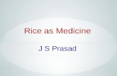 Rice as Medicine J S Prasad. Rice consumption is assumed to be associated with increase in the incidence of diabetes in the rice eating zones of the country.