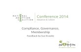 Compliance, Governance, Membership Feedback by Sue Krawitz.