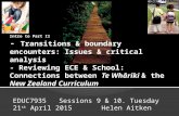 EDUC7935 Sessions 9 & 10. Tuesday 21 st April 2015 Helen Aitken.