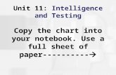 Unit 11: Intelligence and Testing Copy the chart into your notebook. Use a full sheet of paper----------