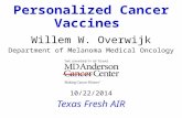 Personalized Cancer Vaccines Willem W. Overwijk Department of Melanoma Medical Oncology 10/22/2014 Texas Fresh AIR.