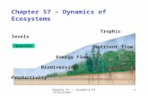 Chapter 57 -- Dynamics of Ecosystems 1 Chapter 57 – Dynamics of Ecosystems Trophic levels Nutrient flow Energy Flow Biodiversity Productivity Question.