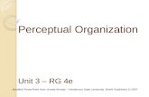 Perceptual Organization Unit 3 – RG 4e Modified PowerPoint from: Aneeq Ahmad -- Henderson State University. Worth Publishers © 2007.