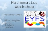 Mathematics Workshop October 2014 Miss Hughes Maths Subject Leader.