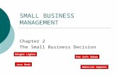 SMALL BUSINESS MANAGEMENT Chapter 2 The Small Business Decision American Apparel Java Nook Pet Safe Ideas Bright Lights.