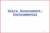 1 Voice Assessment: Instrumental. 2 Instrumental Analysis of Voice Electromyographic assessment: direct measure of muscle activity; used for localization.