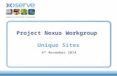 Project Nexus Workgroup Unique Sites 4 th November 2014.