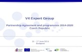 V4 Expert Group V4 Expert Group Partnership Agreement and programmes 2014-2020 Czech Republic 16 – 17 June 2014 Budapest.