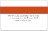 Warehouse operator selection by combining AHP and DEA methodologies.