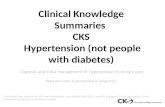 Clinical Knowledge Summaries CKS Hypertension (not people with diabetes) Diagnosis and initial management of hypertension in primary care Does not cover.