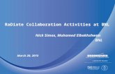 RaDiate Collaboration Activities at BNL Nick Simos, Mohamed Elbakhshwan BNL March 20, 2015.