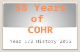 58 Years of COHR Year 1/2 History 2015. School Photos in the Hall 1982 l Old stage in the old hall.