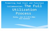 Promoting Head Start and Preschool Collaboration: The Full Utilization Process Monday, June 16 3:30-5:00pm Bill Buchanan.