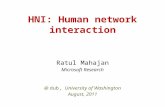 HNI: Human network interaction Ratul Mahajan Microsoft Research @ dub, University of Washington August, 2011.
