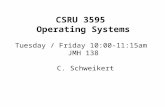 CSRU 3595 Operating Systems Tuesday / Friday 10:00-11:15am JMH 138 C. Schweikert.