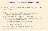 1  The following types of algorithms will be considered:  Graph theory based clustering algorithms.  Competitive learning algorithms.  Valley seeking.