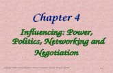 Copyright ©2004 by South-Western, a division of Thomson Learning. All rights reserved. 4-1 Chapter 4 Influencing: Power, Politics, Networking and Negotiation.
