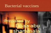 Bacterial vaccines Prepared by: Doaa abu shammala.