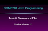 COMP201 Java Programming Topic 6: Streams and Files Reading: Chapter 12