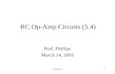 Lecture151 RC Op-Amp Circuits (5.4) Prof. Phillips March 14, 2003.