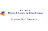 Lecture 4: Demand, Supply and Equilibrium Required Text: Chapter 2.
