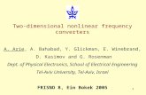 1 Two-dimensional nonlinear frequency converters A. Arie, A. Bahabad, Y. Glickman, E. Winebrand, D. Kasimov and G. Rosenman Dept. of Physical Electronics,