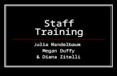 Staff Training Julia Mandelbaum Megan Duffy & Diana Zitelli.