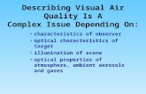 Describing Visual Air Quality Is A Complex Issue Depending On: characteristics of observer optical characteristics of target illumination of scene optical.