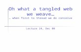 Oh what a tangled web we weave… … when first to thread we do conceive Lecture 24, Dec 08.