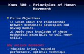 Knes 300 - Principles of Human Movement Course Objectives Course Objectives 1) Learn about the relationship between mechanical principles and moving bodies.