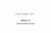 Lecture 21 HPLC-2 Instrumentation. Column Injector Detector Chromatograph Data Processing.
