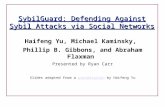 SybilGuard: Defending Against Sybil Attacks via Social Networks Haifeng Yu, Michael Kaminsky, Phillip B. Gibbons, and Abraham Flaxman Presented by Ryan.