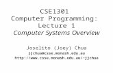 CSE1301 Computer Programming: Lecture 1 Computer Systems Overview Joselito (Joey) Chua jjchua@csse.monash.edu.au jjchua.
