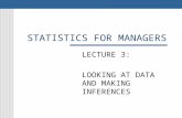 STATISTICS FOR MANAGERS LECTURE 3: LOOKING AT DATA AND MAKING INFERENCES.