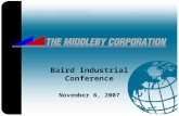 The Middleby Corporation November 6, 2007 Baird Industrial Conference.