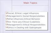 Social, Ethical, Legal Influences  Management’s Social Responsibilities  What Influences Ethical Behavior  Are There any Ethical Guidelines  Management’s.