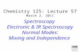 Chemistry 125: Lecture 57 March 2, 2011 Spectroscopy Electronic & IR Spectroscopy Normal Modes: Mixing and Independence This For copyright notice see final.