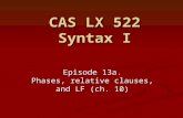 Episode 13a. Phases, relative clauses, and LF (ch. 10) CAS LX 522 Syntax I.