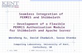 1 July 2005© 2005 University of Kent1 Seamless Integration of PERMIS and Shibboleth – Development of a Flexible PERMIS Authorisation Module for Shibboleth.