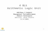 1 4 Bit Arithmetic Logic Unit Adithya V Kodati Hayagreev Pattabhiraman Vemuri Koneswara Advisor: Dave Parent 12/4/2005.