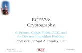 ECE578/6 #1 Spring 2010 © 2000-2010, Richard A. Stanley ECE578: Cryptography 6: Primes, Galois Fields, ECC, and the Discrete Logarithm Problem Professor.