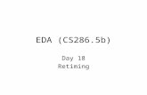 EDA (CS286.5b) Day 18 Retiming. Today Retiming –cycle time (clock period) –C-slow –initial states –register minimization.
