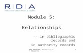 Module 5: Relationships -- in bibliographic records and in authority records.