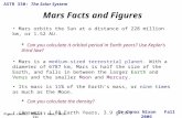 ASTR 330: The Solar System Mars Facts and Figures Dr Conor Nixon Fall 2006 Mars orbits the Sun at a distance of 228 million km, or 1.52 AU.  Can you calculate.