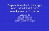 1 Experimental design and statistical analyses of data Lesson 5: Mixed models Nested anovas Split-plot designs.